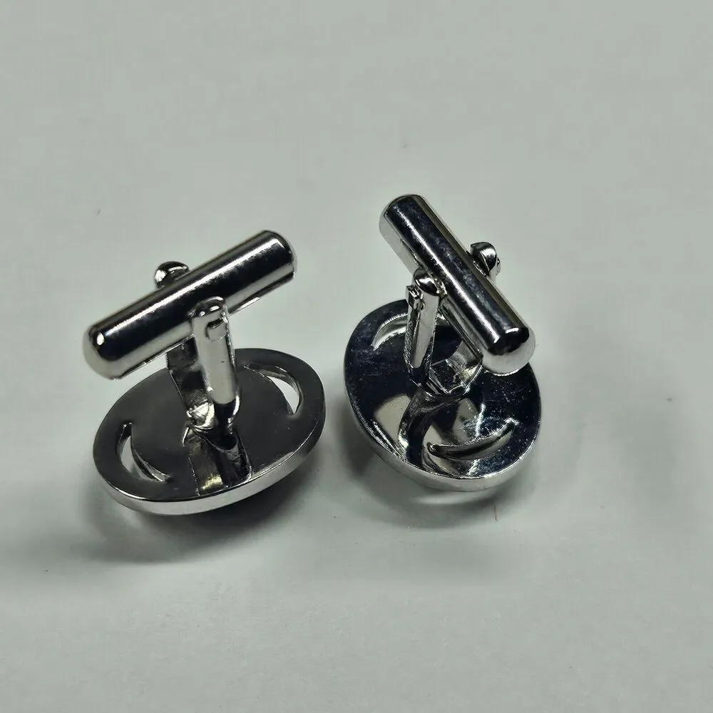 Sun Eagle Cufflinks Silvertone w/Stone Vintage